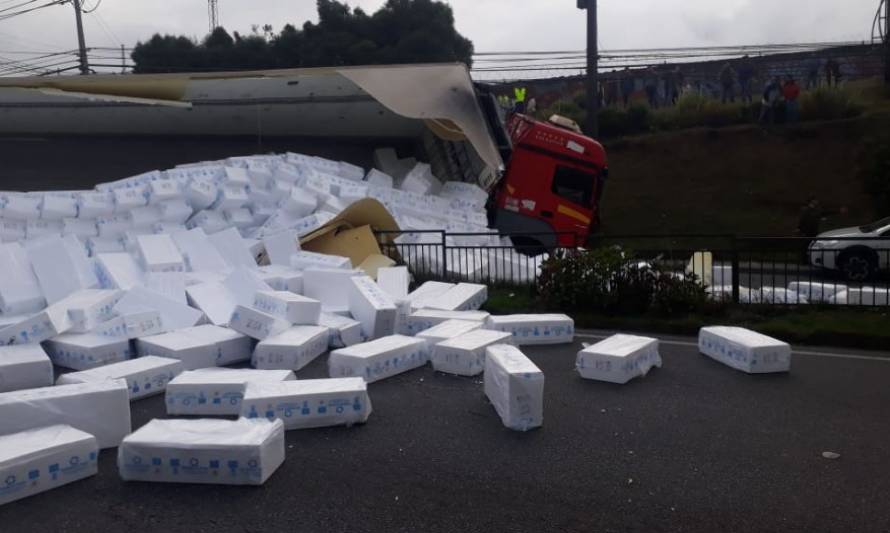 Camión que volcó en la ruta norte a Puerto Montt protagoniza congestión vehicular 