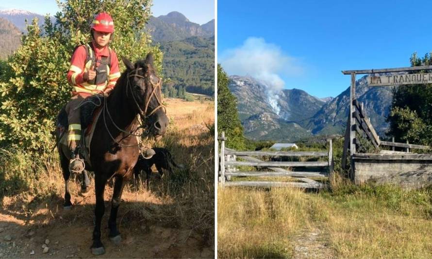 Brigadistas de Conaf combaten incendio forestal en Palena 