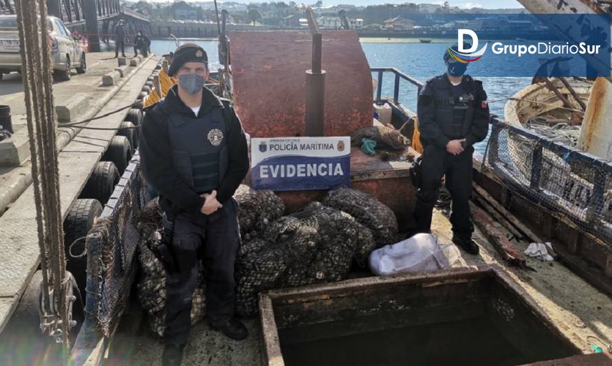 Policía Marítima incautó 3 toneladas de almeja