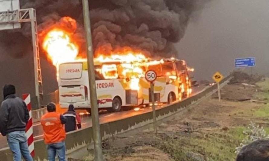 Encapuchados incendiaron bus de empresa puertomontina en región del Biobío