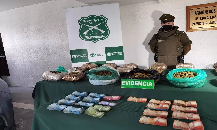 23 kilos de drogas y 18 millones de pesos en efectivo fueron decomisados tras operativo de Carabineros