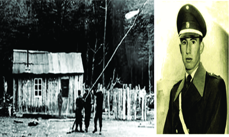 Argentinos arriando la bandera chilena en el retén. Teniente Hernán Merino,víctima y mártir de los atolondrados ataques de los gendarmes. (Fuente Arch.NLDA 23)